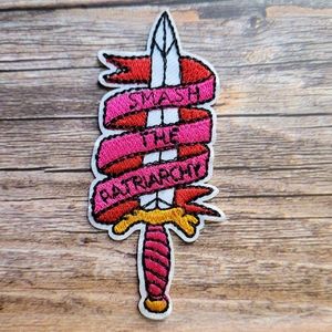 Smash The Patriarchy Sword Feminist Embroidered Iron on Patch